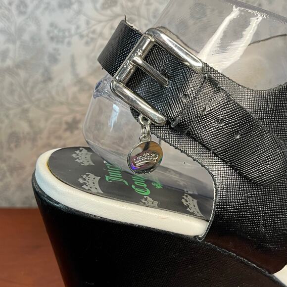 Juicy Couture Black Wedge Sandals Sz 10 Y2K Platform Vintage 2000s retro chunky - Picture 8 of 14